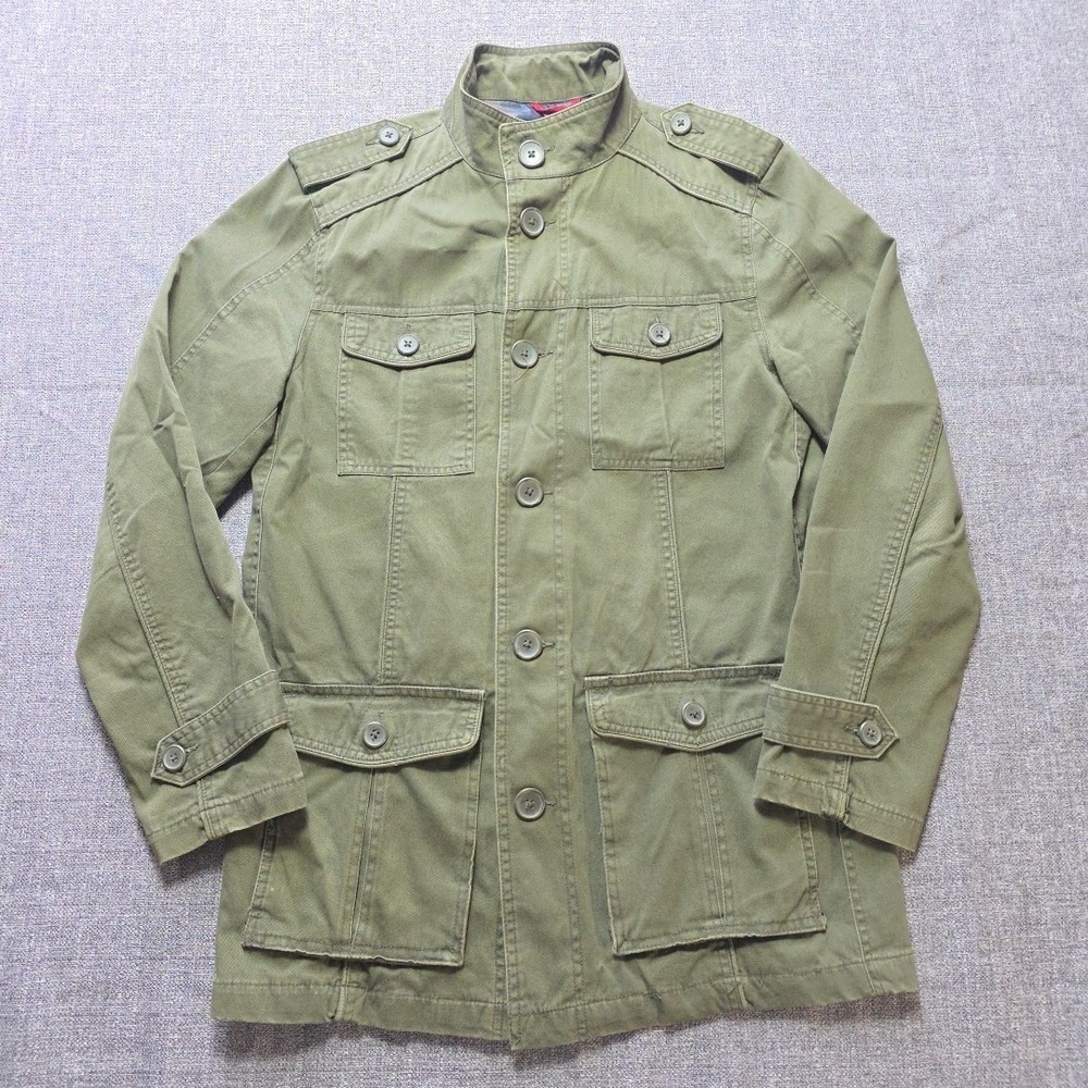 Alfani Fitted Army Style Green Jacket Coat Size Small Camo Lined